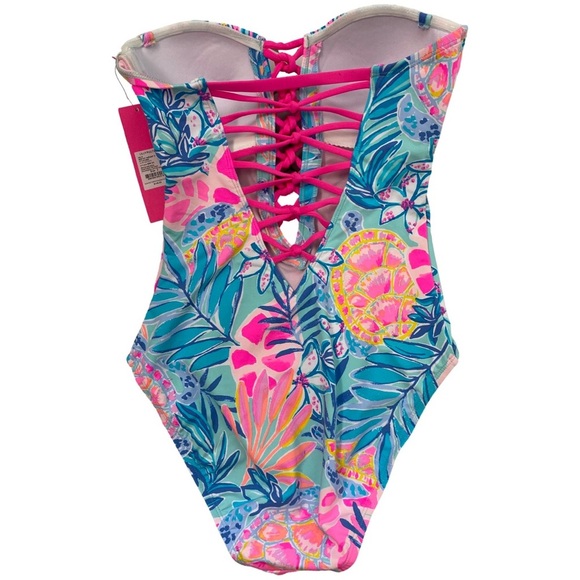 Lilly Pulitzer Jules One-Piece Swimsuit Seaglass Aqua Rainforest Size 2 NWT - Picture 6 of 10